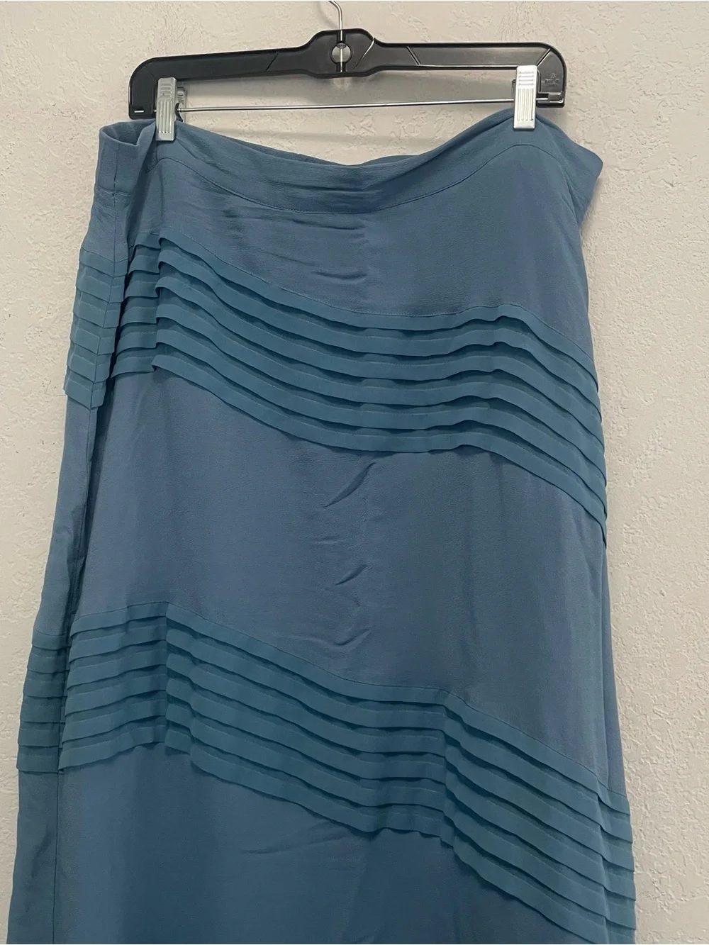 Soft Surroundings Womens Blue Pintuck Chiffon Flat Front A Line Skirt Size 1X